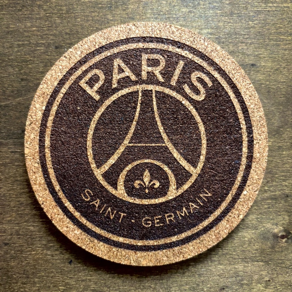 PSG Paris Saint-Germain Logo Laser Engraved Cork Coaster